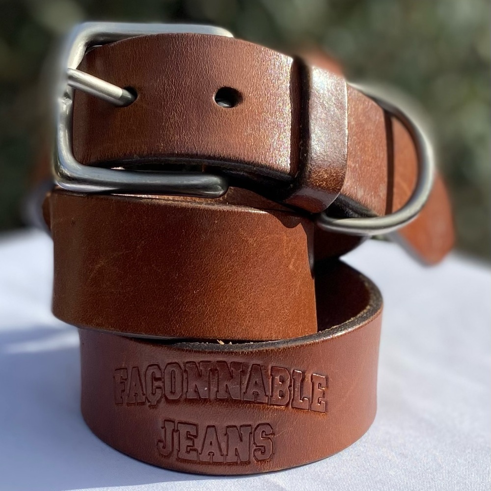 VTG Faconnable 🇫🇷 Made 💯 leather & Solid Brass 30/75